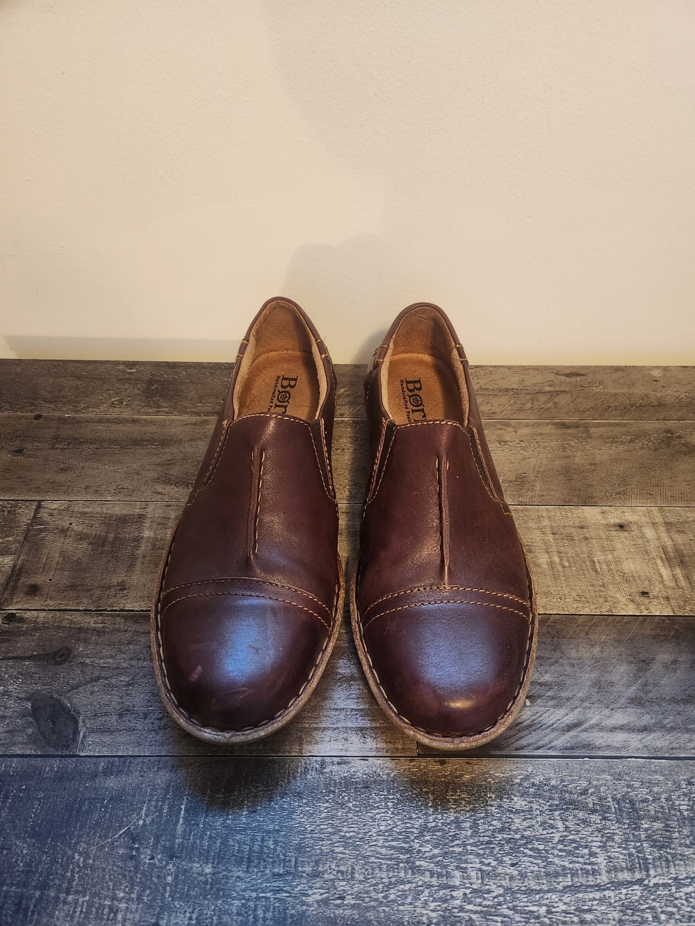 Born Womens Napa-  Brown Leather Slip-On Shoes